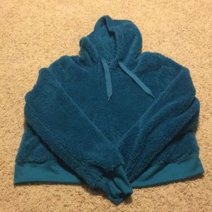 Turquoise fluffy hoodie